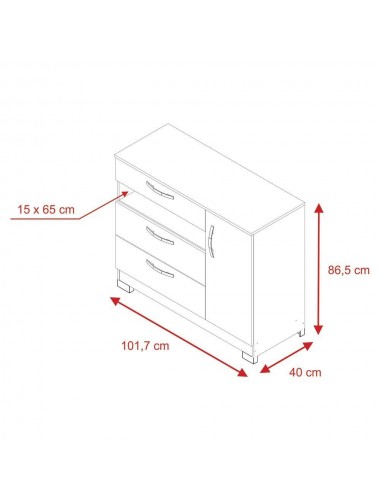 Cômoda 1 Porta 3 Gavetas Nt 5025 Brnaoc New - Notavel - Branco